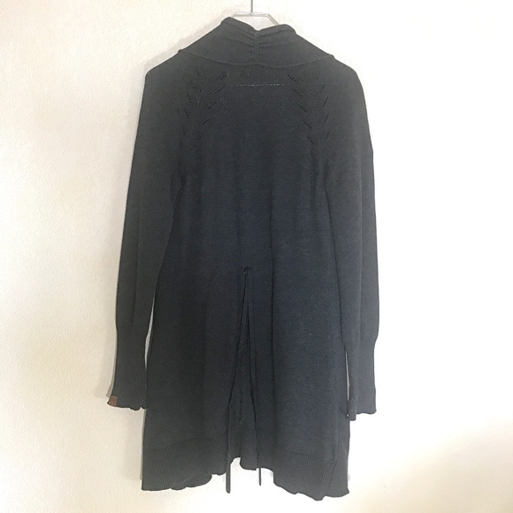 Neve Long Charcoal Cardigan with Lace Detail - Picture 6 of 8